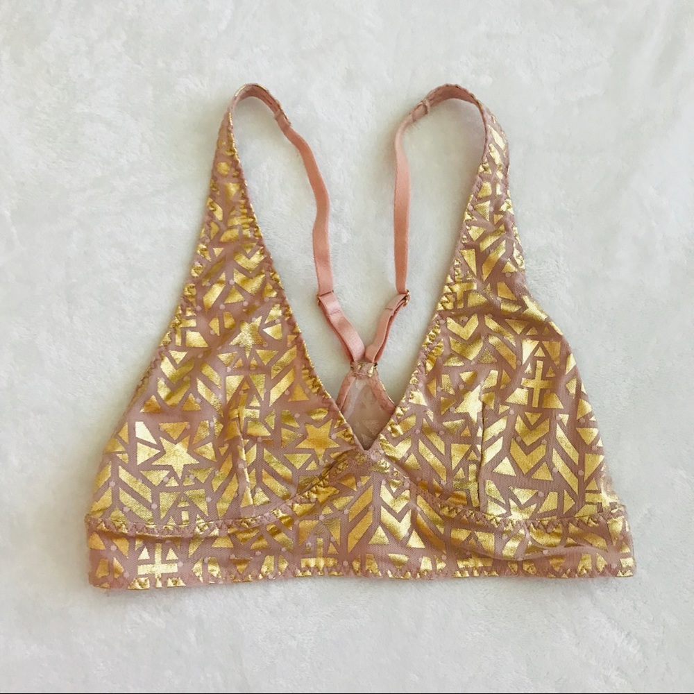 NWT Free People Blush & Gold Foil Bralette Small